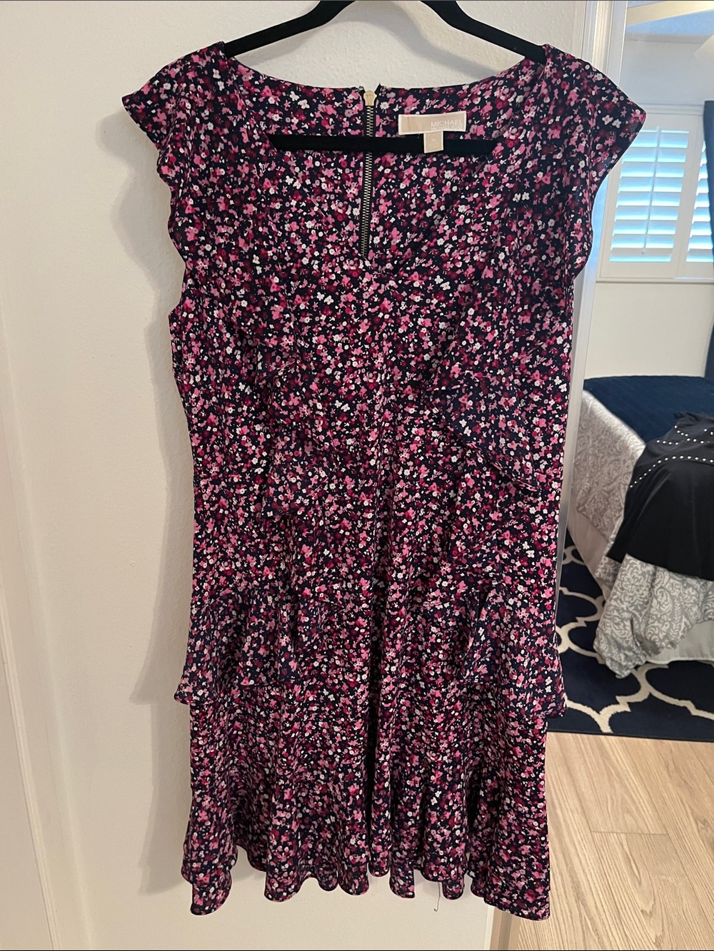 Michael Kors Women's Pink Floral Tiered Dress
